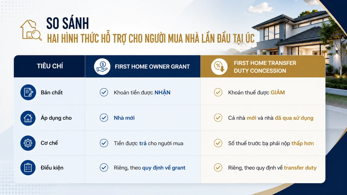 So sánh first home owner grant và ưu đãi thuế trước bạ tại Queensland